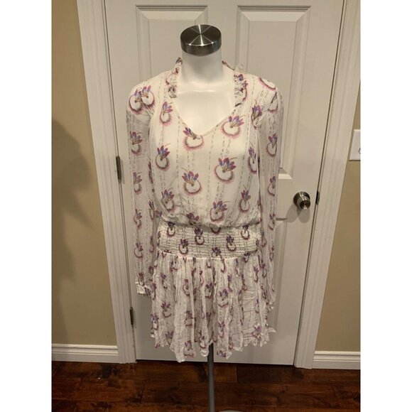 Free People White Floral Pattern Wild Horses Dream Catcher Dress, Size Small - Picture 1 of 7